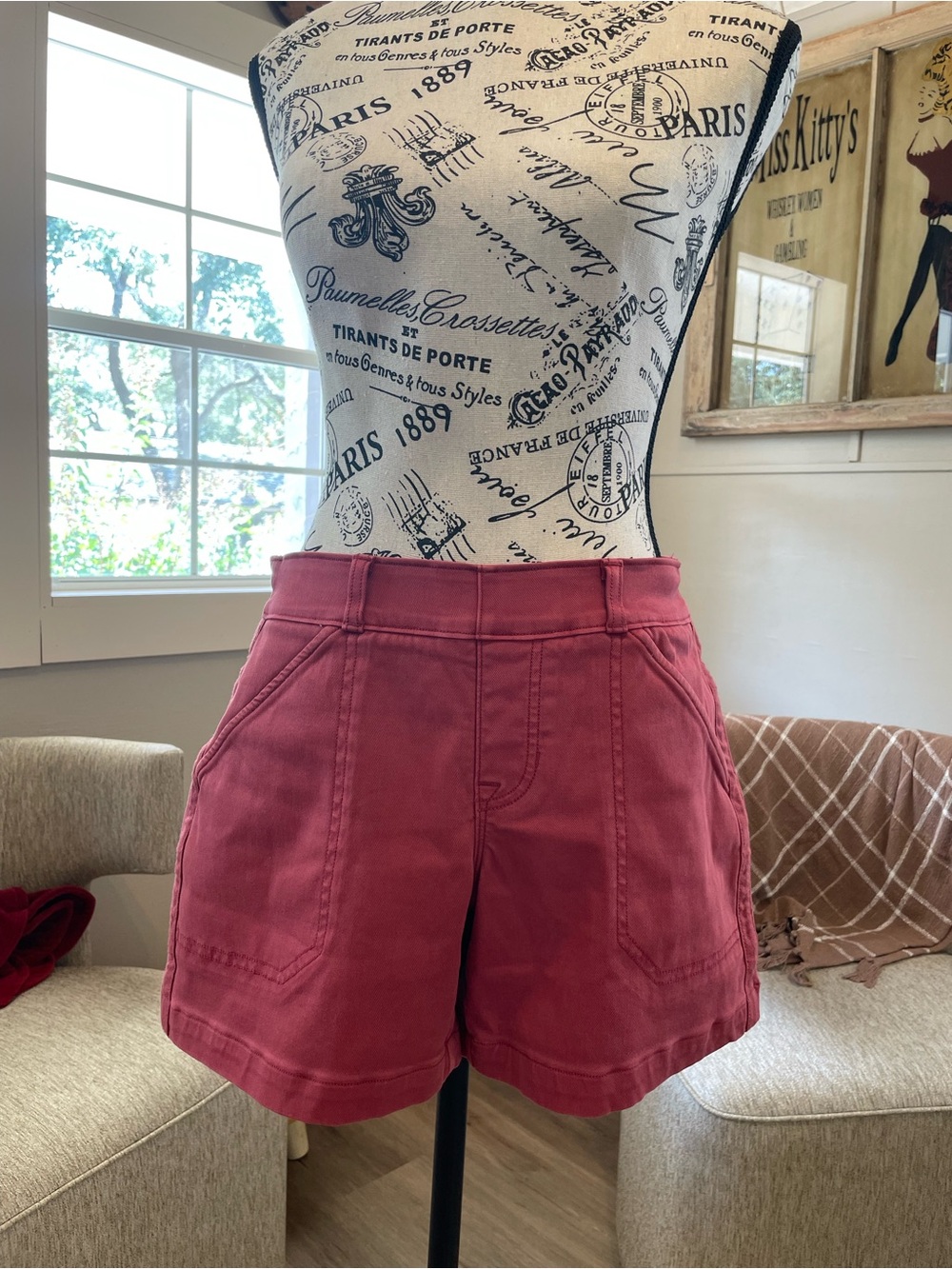 SPANX High Waist Utility Shorts in Deep Rose